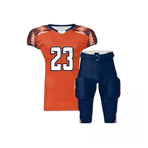 Calidad Premium Nuevo uniforme de fútbol americano hecho a medida Sublimación personalizada Jersey blanco con uniforme de pantalones cortos rojos - Product Image 2