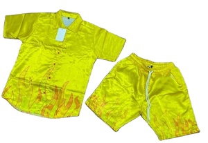 Ensemble chemise et Short à boutons pour homme, ensemble deux pièces rouge imprimé entièrement par Sublimation - Product Image 3