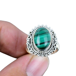 Bague de style bohème en argent faite à la main bijoux en argent sterling 925 Malachite pierres précieuses bague tendance bijoux pour femmes cadeau pour elle - Product Image 1