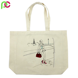 100% Cotton Eco-friendly Heavy Duty <b>Canvas</b> <b>Tote</b> Bag Custom Printed Logo Personalized Letter Pattern Medium Size Shopping - Product Image 4