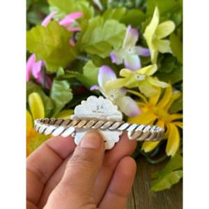 Navajo Made Multi Stone & Sterling Silver Cluster Cuff Bracelet - Product Image 5