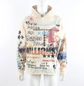 เสื้อฮู้ดดี้ทรงบ็อกซี่โอเวอร์ไซส์พิมพ์ลายกราฟิกทั้งตัวแบบซิป  ผ้าหนา  ฟอกสีแบบแอซิดวอช  ออกแบบเองสำหรับสตรีทแวร์ - Product Image 3