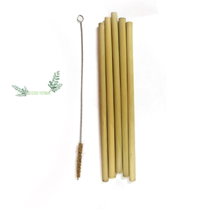 Pajitas reutilizables de bambú natural hechas a mano con logotipo Eco2go Pajitas desechables ecológicas de Vietnam para graduación grabadas con láser - Product Image 1