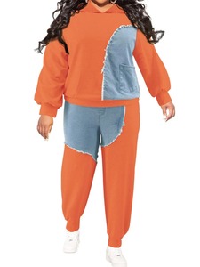 ชุดเซ็ตเสื้อผ้าฤดูหนาวสำหรับผู้หญิงไซส์ใหญ่ แบบทูพีซ สีพื้น แต่งฮู้ดดี้ ตัดต่อผ้าแบบแพทช์เวิร์ค กางเกงจ็อกเกอร์ ชุดวอร์ม ขายส่ง ปี 2026 - Product Image 6