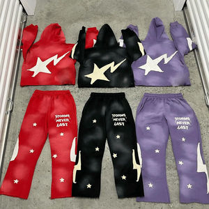 2026 Men's Custom Logo <b>Hoodies</b> & Sweatsuits Breathable Eyelets with Fleece Knit Panel Solid Streetwear Track Suits - Product Image 2