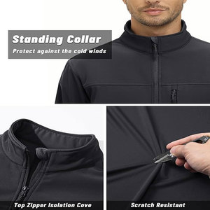 Vêtements de travail d'hiver personnalisés pour hommes Veste softshell coupe-vent imperméable Doublure en polaire Col montant Fermeture éclair Logo à l'avant - Product Image 5