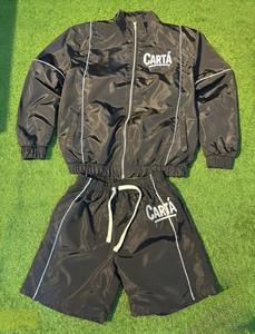 ชุดวอร์มผู้ชายผ้าสแปนเด็กซ์/คอตตอนปักลายโลโก้แบบกำหนดเองสำหรับฤดูหนาว แจ็คเก็ตกันลม กางเกงขาสั้น ชุดกีฬา แถบสะท้อนแสง - Product Image 2