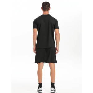 Regular Fit Breathable Casual Knitted Shirt <b>Shorts</b> Summer Training 2-Piece <b>Men's</b> Sports <b>Short</b> Sleeve Set - Product Image 3