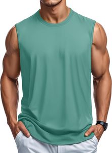Camiseta sin mangas de algodón para hombre, camiseta de entrenamiento de gimnasio de punto transpirable, ligera, informal, sin mangas, de verano, talla - Product Image 2