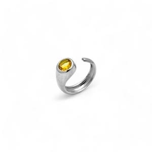 แหวนเงินแท้เปิดสีเหลืองมะนาวธรรมชาติทำด้วยมือ925ของขวัญเครื่องประดับดีไซน์ที่ไม่ซ้ำใครสำหรับผู้หญิง - Product Image 1