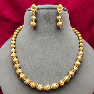 <b>Simple</b> Look <b>Gold</b> Plated Look Premium Quality <b>Necklace</b> with Earrings for Women Designer Jewelry for Wedding Wear Collection - Product Image 1