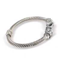 Bracelet unisexe NUSRET en argent sterling 925, tête d'éléphant de luxe en forme d'animal, torsadé à 6 fils avec ressort |   Bijoux turcs faits à la main
