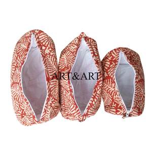 Juego de 3 Bolsas de Cosméticos de Viaje ART&ART con Diseño Clásico de Borlas, Ecológicas, de Algodón, con Cierre de Cremallera, de Gran a Pequeña Capacidad - Product Image 4