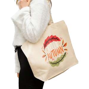 Custom <b>Medium</b>/Large Cotton Tote <b>Bags</b> for Advertising and Daily Use Durable with Heat Transfer Logo Screen Patterned - Product Image 6