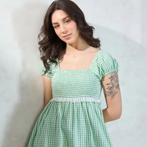Maxi vestido de algodón informal con estampado de bloque de mano indio para mujer, tejido de cintura Natural de estilo bohemio de verano ecológico - Product Image 1