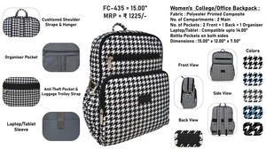 Sac à dos pour femme léger, imperméable, résistant à l'usure, pour le collège, le bureau, spacieux, confortable, doublure en polyester, trois poignées - Product Image 2