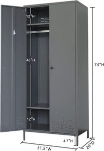 Almirah de metal resistente elegante para la solución de almacenamiento de la sala de estar con estanterías ajustables y cerraduras fuertes seguras - Product Image 4