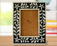 Marco de Fotos de Hueso Incrustado Moderno, Ecológico y Hecho a Mano, Artesanía Elegante y Funcional para Mesa o Pared