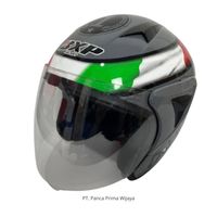 Casque de moto en ABS de haute qualité, nouveau modèle JP13 Leopard, avec mousse |   Casque de moto demi-visage pour adulte, visière unique, finition brillante gris pierre, homologué SNI