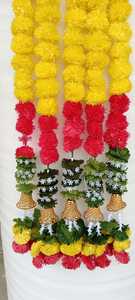 Guirnalda de Flores de Caléndula Artificial Hecha a Mano en India, Decoración Festiva para Puerta/Arco de Graduación y Bodas, Colorida - Product Image 4