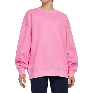 Sweatshirt à capuche pour femme Fleece Oversized Sweatshirt Quick Dry Breathable Drop Shoulder Long Sleeve Athletic Workout Crewneck Sweatshirt - Product Image 4