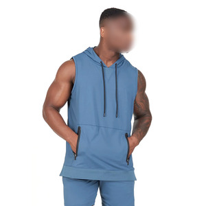 Ensemble de survêtement sans manches pour homme avec logo personnalisé, sweat-shirts de bonne qualité, vente chaude, sweat-shirts en coton pour homme avec shorts - Product Image 1