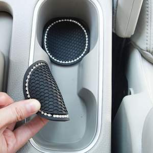 Wild Bottle Car <b>Coaster</b> <b>Black</b> PVC Sparkly Crystal Anti Slip Front Seat Cup Holder Insert Auto Accessory - Product Image 5