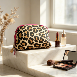 <span class=keywords><strong>Pochette</strong></span> de maquillage en forme de dôme à imprimé léopard, <span class=keywords><strong>pochette</strong></span> de toilette à fermeture éclair <span class=keywords><strong>fuchsia</strong></span> pour femmes, pour les soins de la peau et les outils de beauté en voyage - Product Image 1