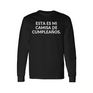 Camiseta de manga larga con estampado de feliz cumpleaños en español para fiesta - Product Image 1