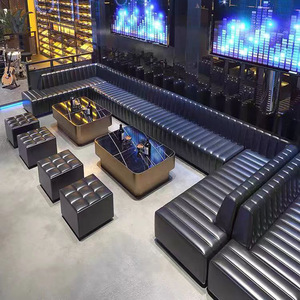 Juego de muebles de tarjeta de combinación de mesa de té fiesta sala de <span class=keywords><strong>canciones</strong></span> club nocturno sofá KTV bar privado en forma de L en forma de U - Product Image 2