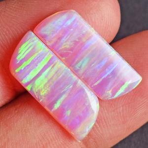 Cabujón de Ópalo de Fuego Azul al por Mayor, Piedra de Cristal Natural Pulida, Gema de 17x7x2 MM para Fabricación de Joyas, Par de Gemas Sueltas - Product Image 2