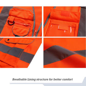 Gilet de sécurité de travail léger, respirant, en coton, réfléchissant, durable, pour la construction, les travaux routiers - Product Image 4