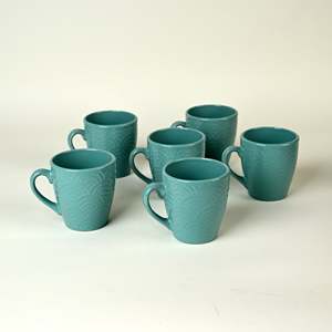 Lot de 6 tasses à café en céramique grès effet mousse marine, capacité 350 ml, compatibles lave-vaisselle, pour chocolat chaud, style INS - Product Image 2