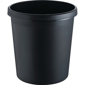 HELIT 18L Black Plastic <b>Wastepaper</b> <b>Basket</b> with Handle H331x315 mm Pack Size 6 - Product Image 1