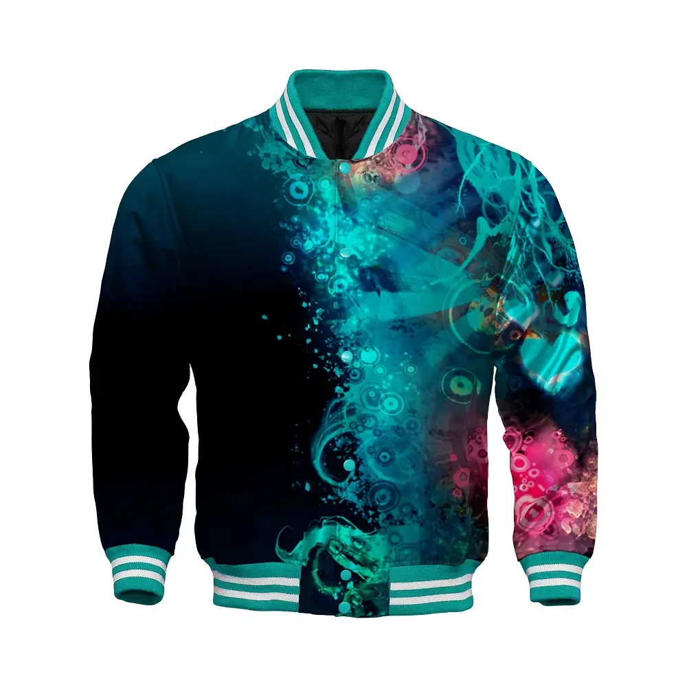 Modische benutzer definierte Satin Bomber jacke USA Plus Size Bomber jacke benutzer definierte Sublimation druck Bomber jacke mit Baumwoll polsterung