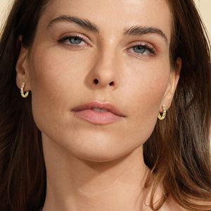 Round And Baguette Cut Diamond <b>Hoop</b> Earring For Women - Product Image 3