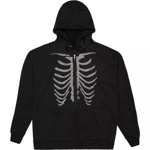 New Y2K Spider Web Bone Heartbreak Rhinestone Loose BLUE Full <b>Zip</b> <b>up</b> <b>Cardigan</b> Rhinestone Hoodie Unisex - Product Image 2
