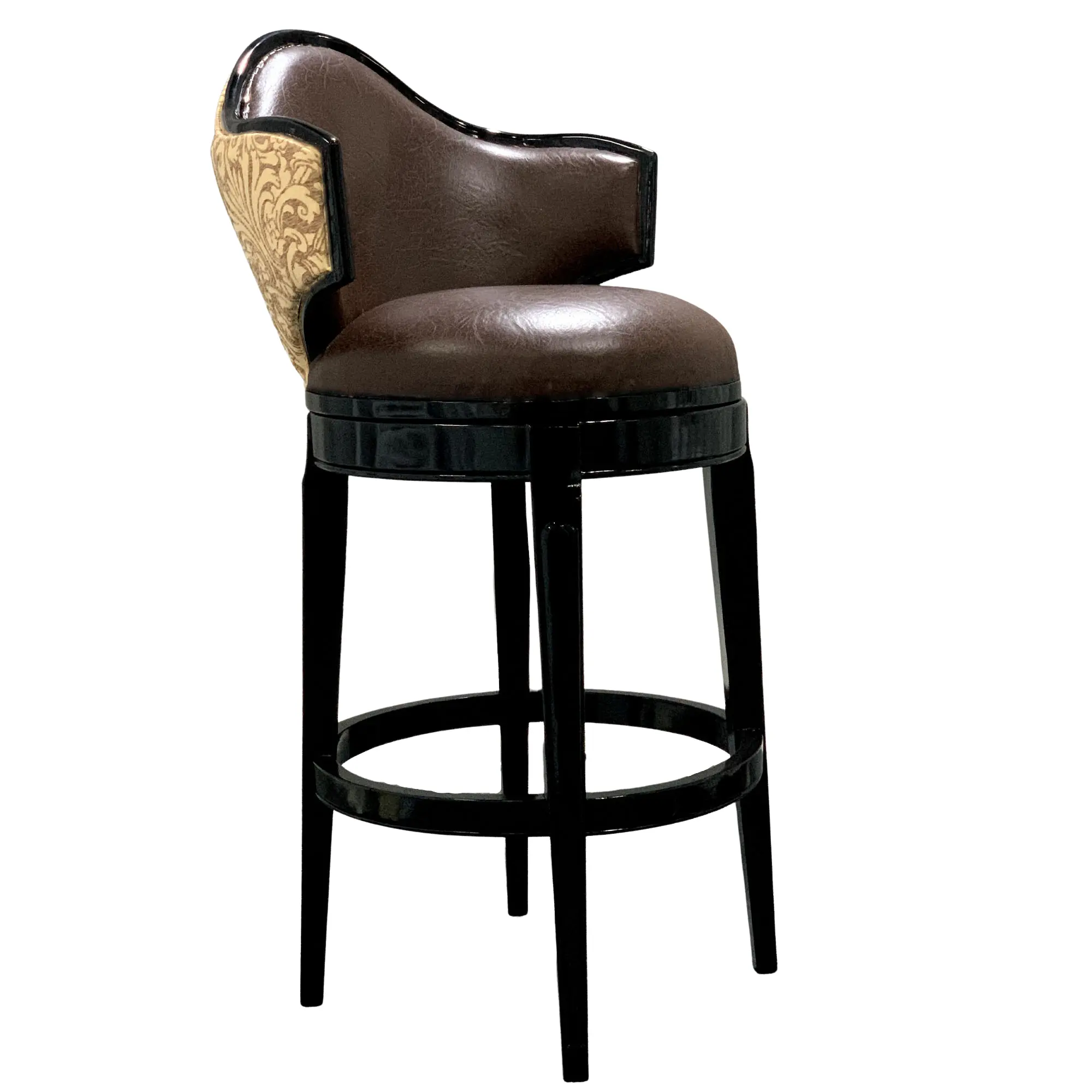Taburete de Bar tapizado con diseño giratorio, mueble de cocina personalizado, con respaldo de cuero sintético, taburetes de Bar, silla alta, barato, gran oferta