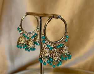 ต่างหูคริสตัลแบบกลวงทำจากโลหะผสมสีเงินสไตล์วินเทจต่างหูแบบอินเดียพู่ห้อยประดับมุกประดับทองดีไซน์ใหม่ล่าสุด - Product Image 4