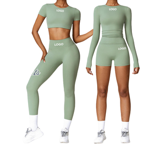 Ensemble de yoga pour femmes, vente en gros, best-seller, shorts, ensemble de survêtement 2 pièces, lifting des fesses, manches longues, vêtements de fitness, ensemble de yoga - Product Image 2
