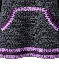 Sweat à capuche en tricot gris anthracite et violet personnalisé pour femmes, pull long à rayures, crochet, hiver, chaud, à capuche, avec poche - Product Image 6