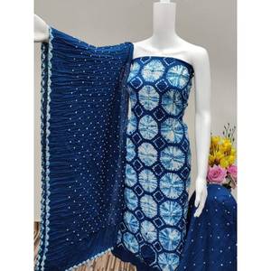 Costume de créateur bleu sibori bandhani - Product Image 1