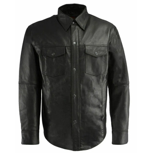 Chemises en cuir pour hommes, nouveau design tendance, style streetwear, manches longues, vente en gros personnalisée de chemises en cuir pour hommes - Product Image 1