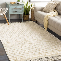 Tapis rectangulaire moderne en laine et coton tissé à la main, à poils moyens, personnalisable pour salon, chambre, salle à manger, couloir, hôtel