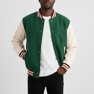 Chaqueta Universitaria de Alta Calidad OEM para Hombre, Bordado Chenille, Mangas de Cuero, Chaqueta Universitaria Personalizada con Letras de Béisbol para Hombre 2026 - Product Image 3