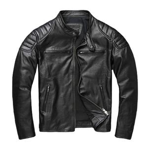 Blouson aviateur en simili cuir ajusté pour homme avec col montant, fermeture éclair asymétrique, col de motard, veste de motard pour homme - Product Image 1