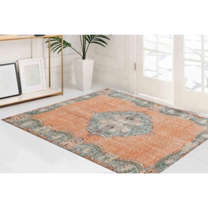 พรมกำมะหยี่ลายเหรียญสีส้ม: สไตล์โบฮีเมียนตุรกีพรมบางไม่ลื่น - Product Image 1