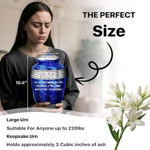 Handmade <b>Large</b> Adult Mosaic Aluminium Glass Cremation <b>Urn</b> Unique Funerals Supply With Individual Tiles Applied Burial - Product Image 4