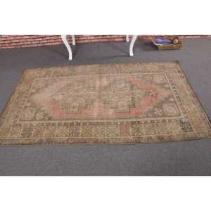 Vintage Turkish Rug 3.6x6.46 ft (110x197 cm), <b>Red</b> <b>Wool</b> Rug - Product Image 3