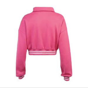 Chaqueta universitaria informal transpirable para mujer, recortada personalizada, cómoda chaqueta cortavientos de algodón y lana para invierno - Product Image 2